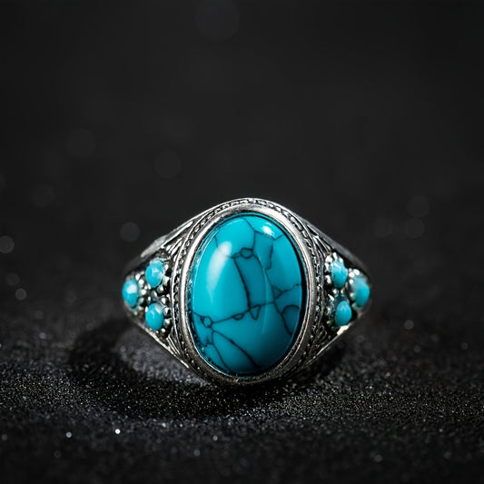 Ring Nomade met blauwe steen in wit goud