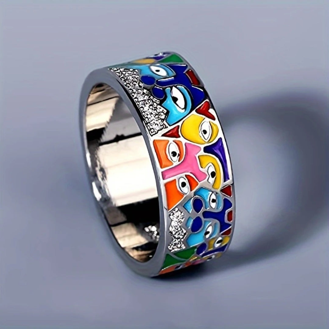 Ring met kleurrijke ogen in wit goud