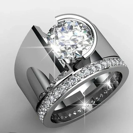 Vintage ring met stralende steentjes in wit goud