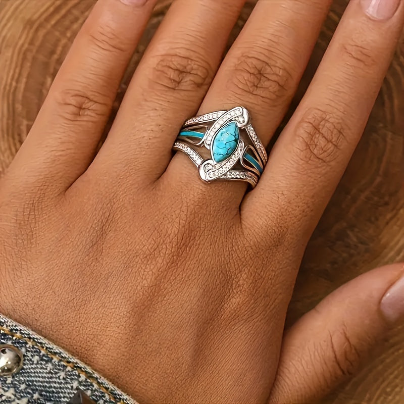 Turquoise ring in wit goud