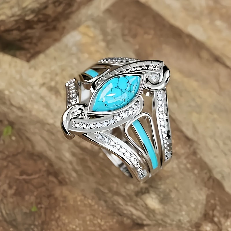 Turquoise ring in wit goud