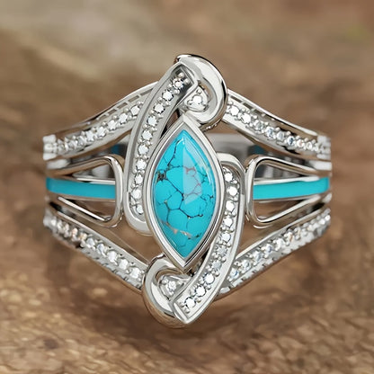 Turquoise ring in wit goud