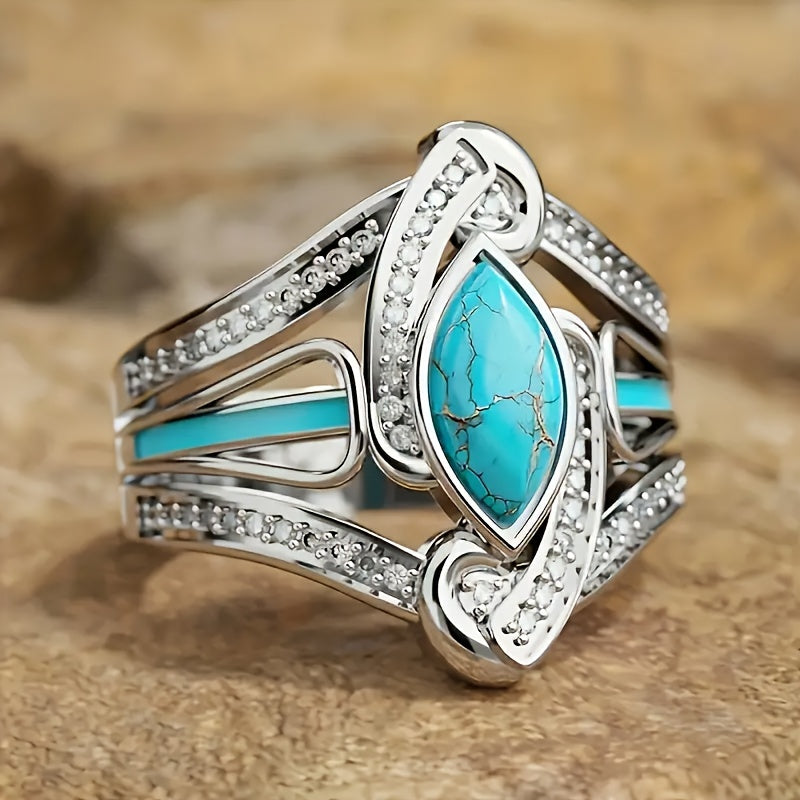 Turquoise ring in wit goud