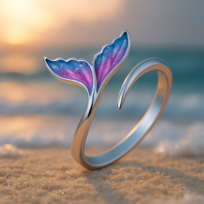 Verstelbare ring met kleurrijke dolfijnstaart in goud