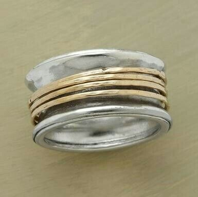 Retro ring Gouden Draad in wit goud