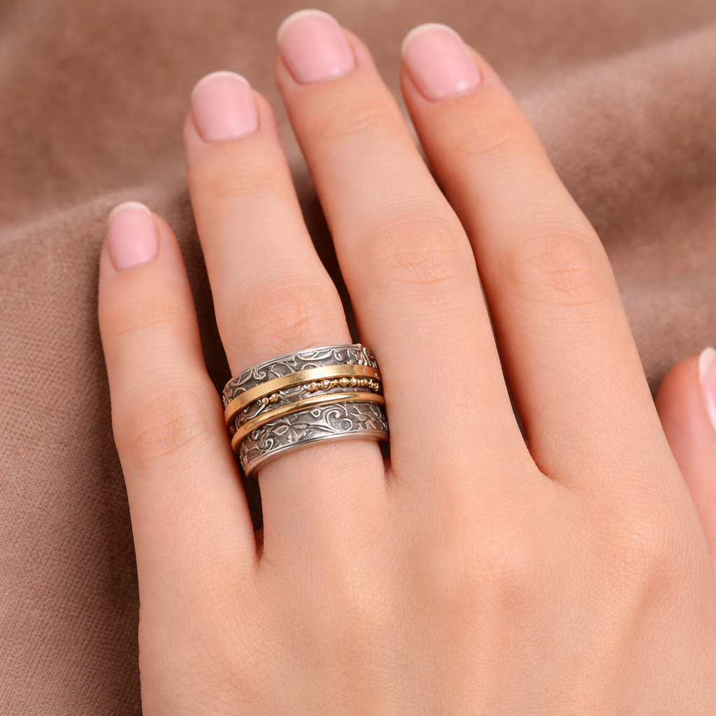 Retro ring met barok design in goud