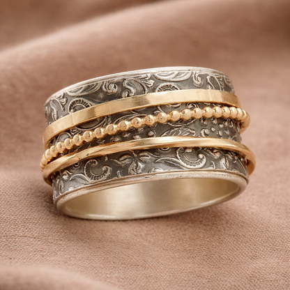 Retro ring met barok design in goud