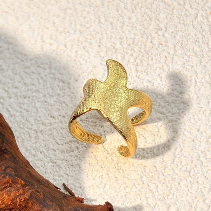 Verstelbare retro ring Zeester in goud