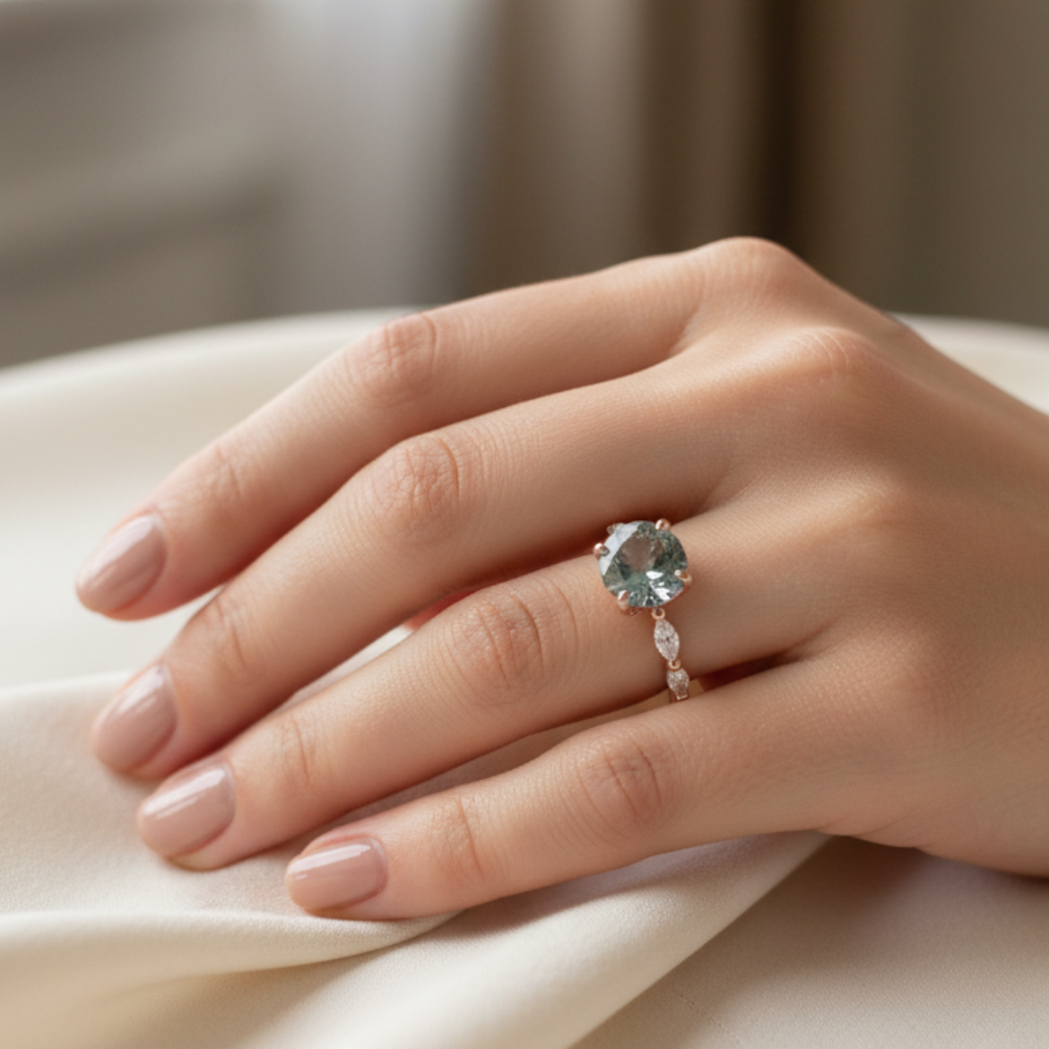 Retro ring met saffier in roségoud