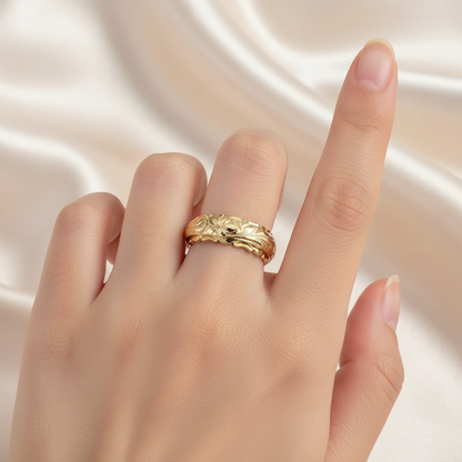 Vintage bloemring in goud