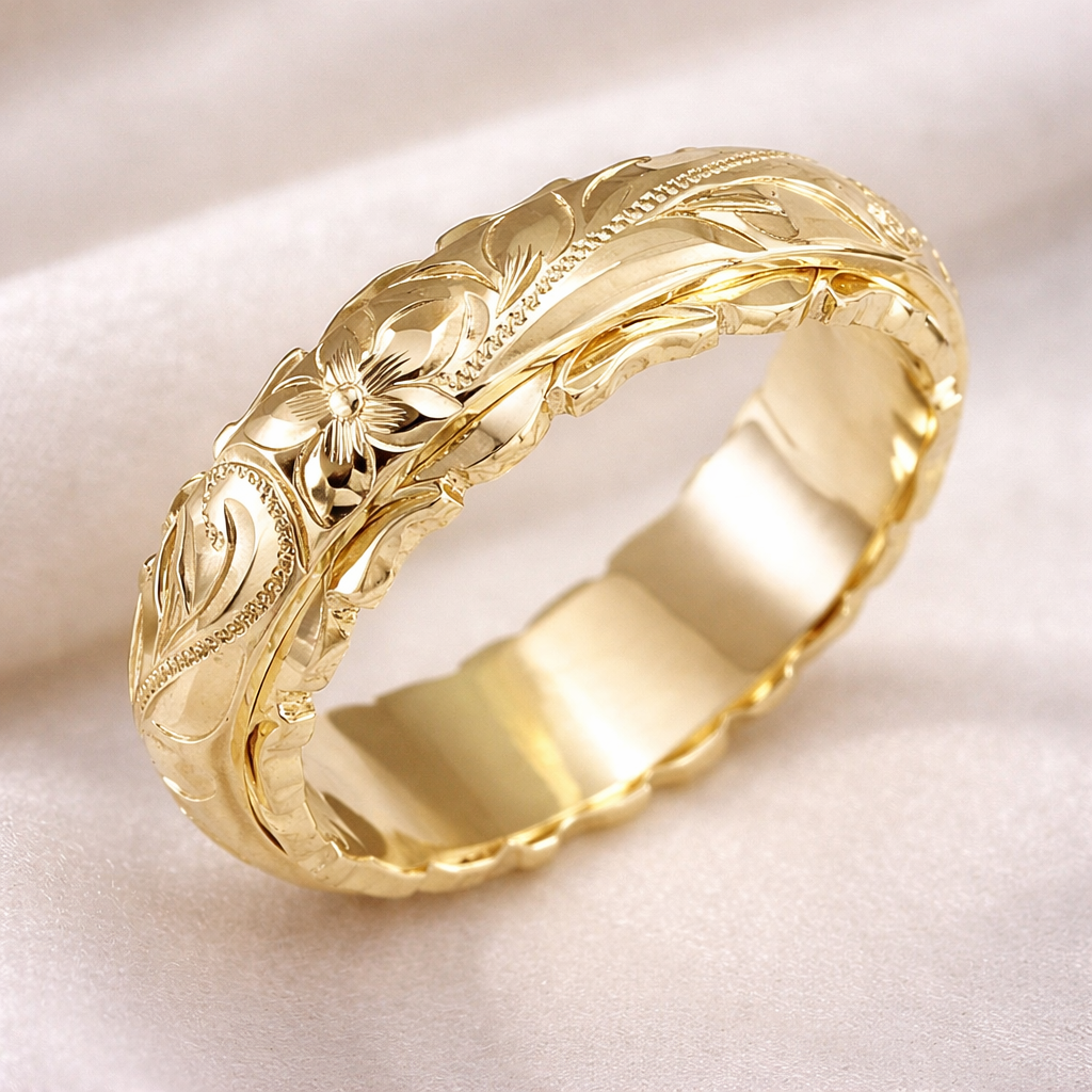 Vintage bloemring in goud