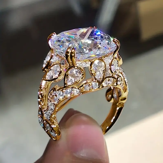 Vintage glazen ring | Goud