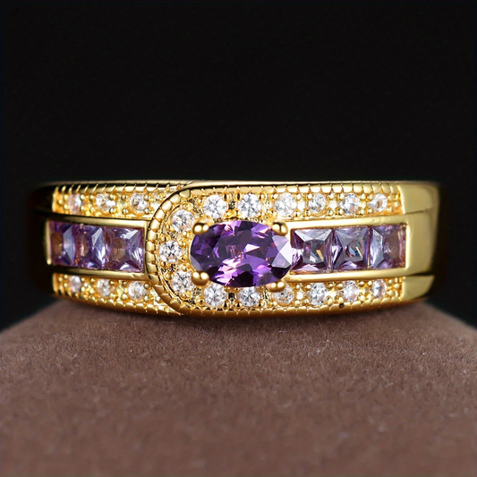 Vintage ring met roze steentjes | Goud