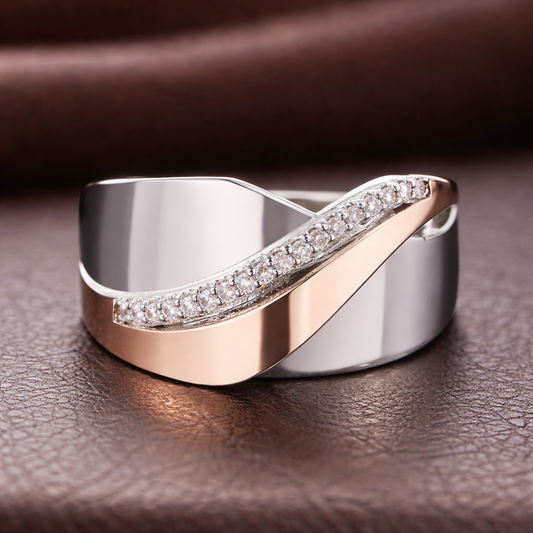 Vintage ring met steentjes in roségoud