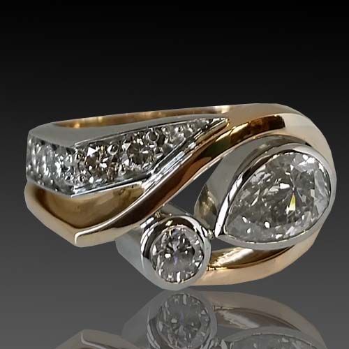 Grillige vintage ring met steentjes in goud