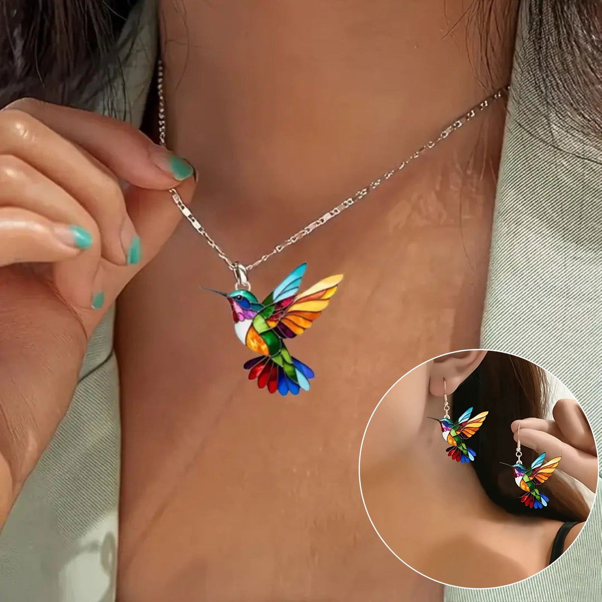 Mooie ketting met zwaluw en gratis oorbellen, tijdelijke aanbieding in goud