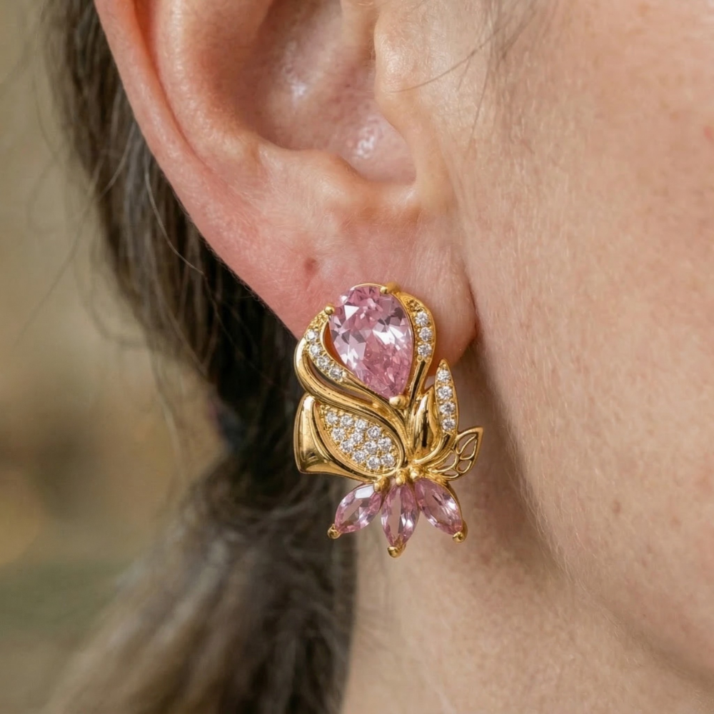 Oorbellen Amorette Rozenblad in roségoud