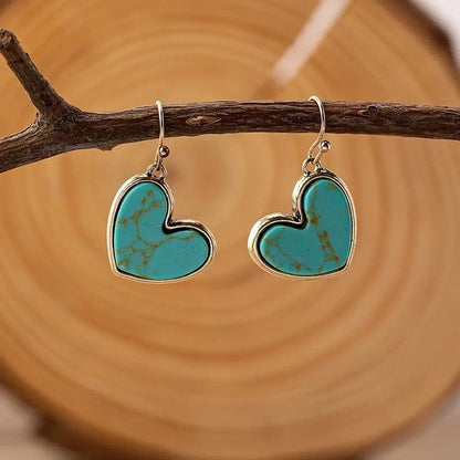 Turquoise hartjesoorbellen in roségoud
