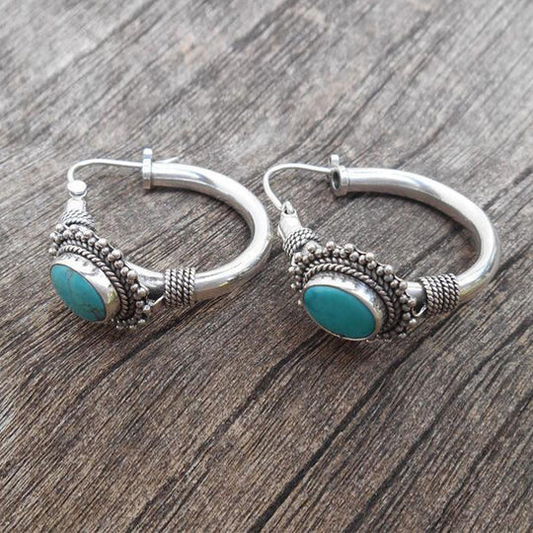 Vintage turquoise oorbellen | Goud