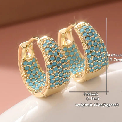 Creolen met turquoise parels in goud