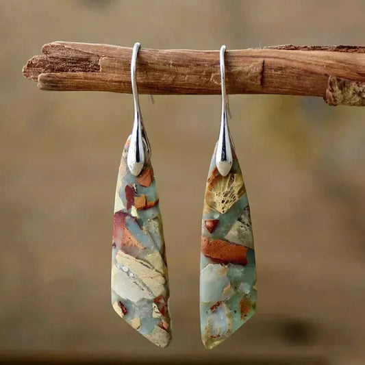 Vintage oorbellen met natuurstenen | Goud