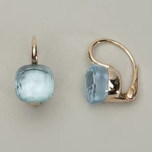 Blauwe vintage oorbellen met ingelegde steentjes | Goud