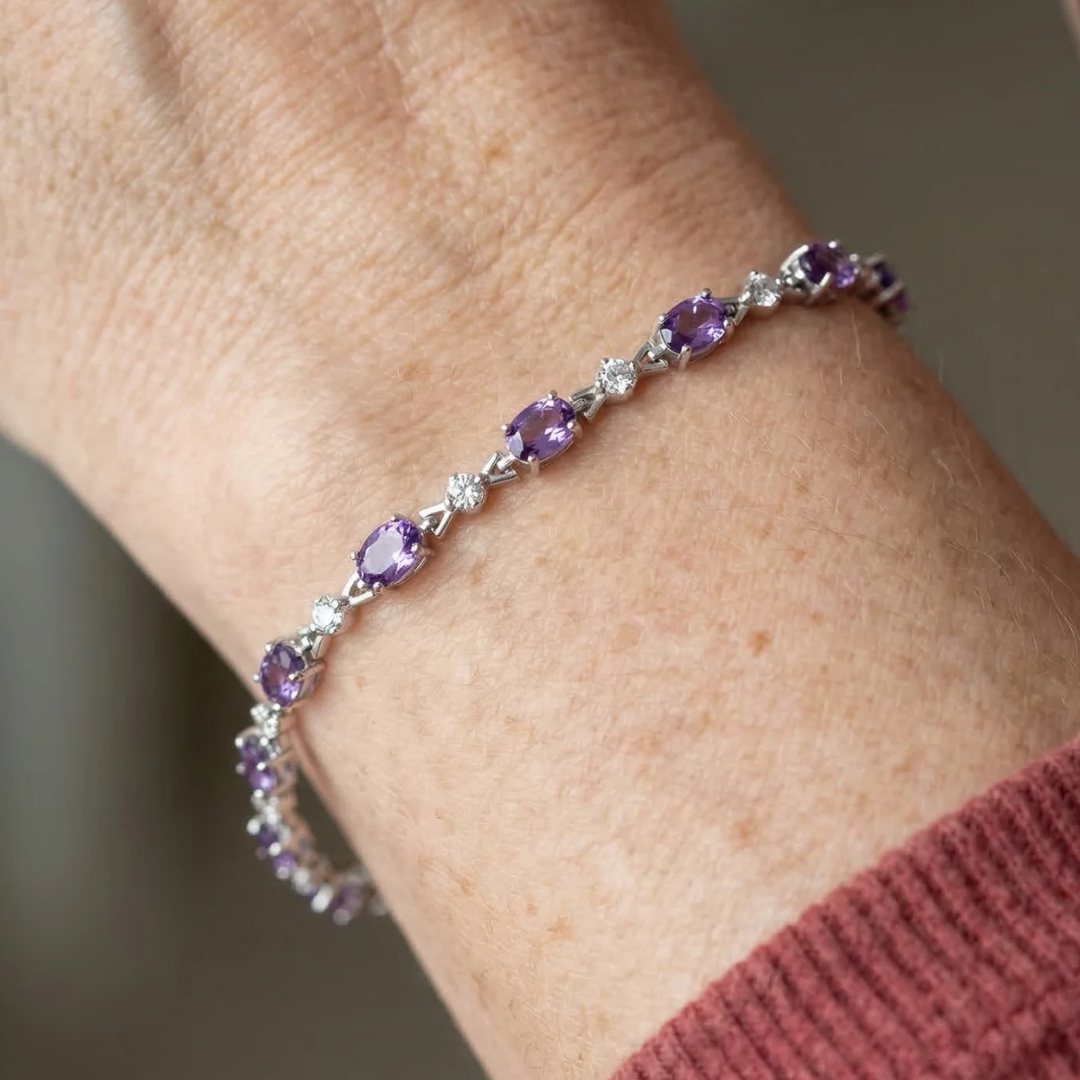 Armband met sterrenamethisten in wit goud