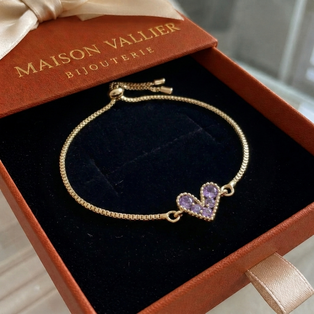 Armband Liefde Lila in goud