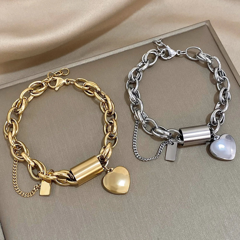 Revitaliserende dikke schakelarmband in wit goud