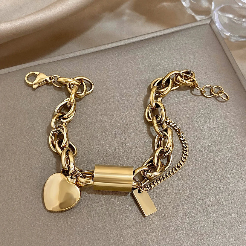 Revitaliserende dikke schakelarmband in wit goud