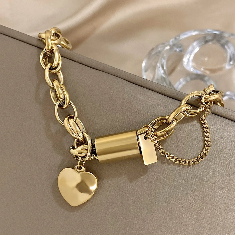 Revitaliserende dikke schakelarmband in wit goud