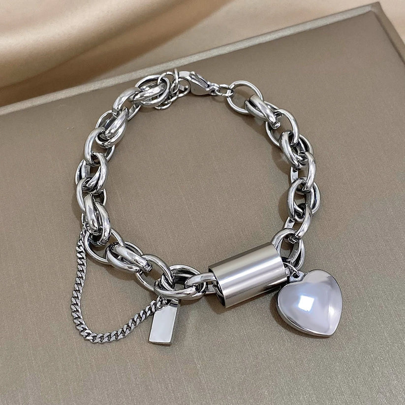 Revitaliserende dikke schakelarmband in wit goud