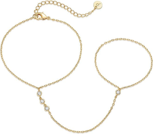 Schakelarmband met parels in goud