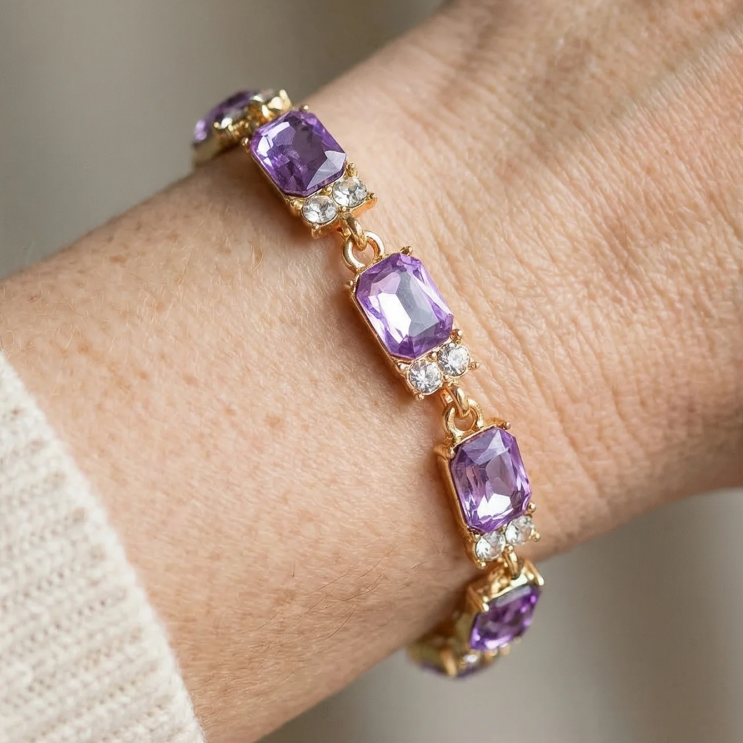 Amethist bedelarmband Valleria in goud