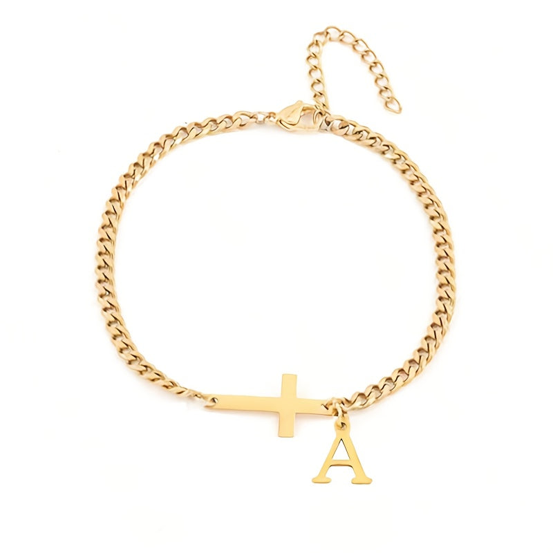 Gekruiste initialenarmband in goud