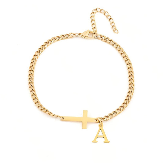 Gekruiste initialenarmband | Goud