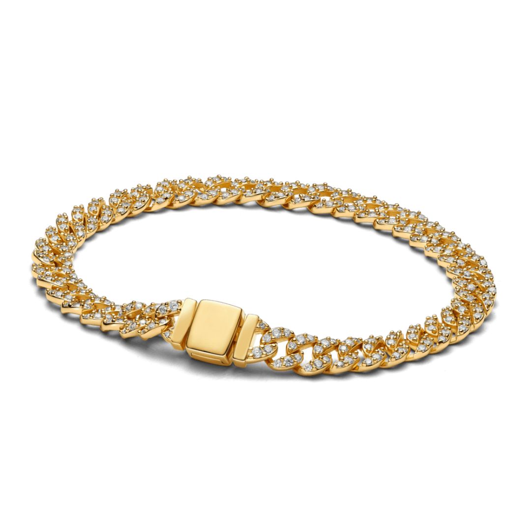 Cubaanse pavé-armband in wit goud