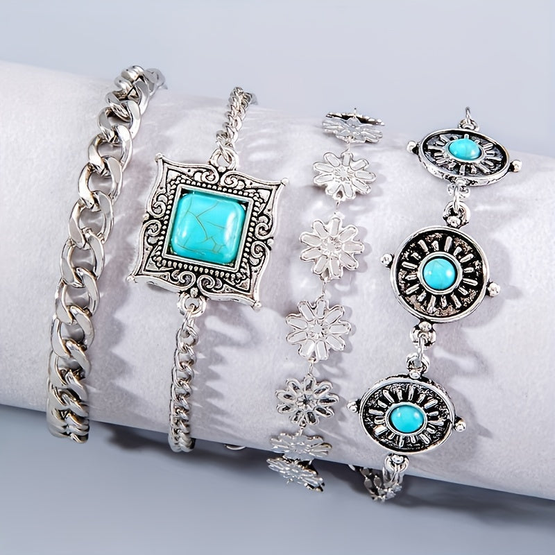 Stapelarmband met hemelse steen in wit goud