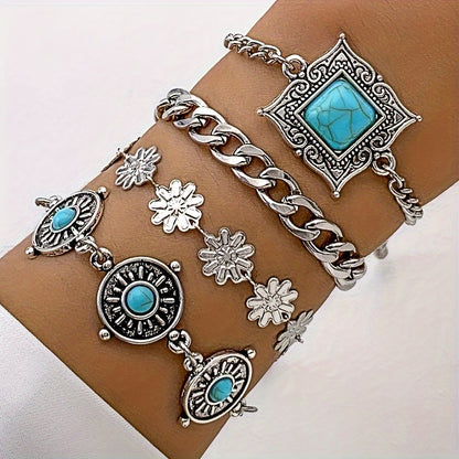 Stapelarmband met hemelse steen in wit goud
