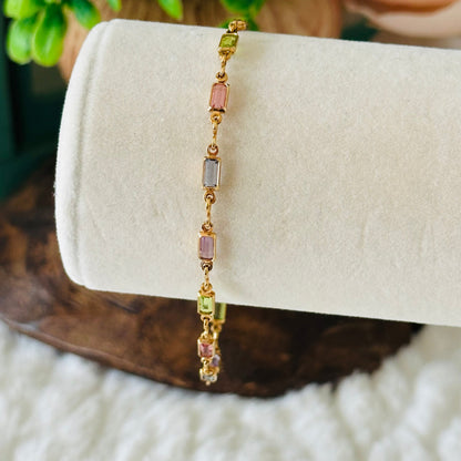 Armband Bregje met kleurrijke stenen | Goud