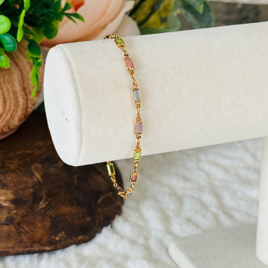 Armband Bregje met kleurrijke stenen | Goud