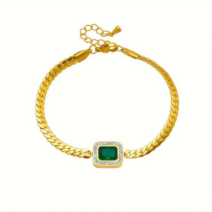 Groene armband Joanna met smaragd in goud