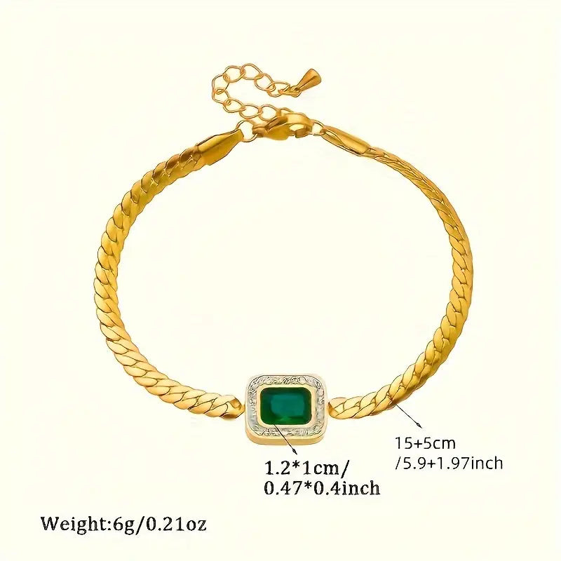 Groene armband Joanna met smaragd in goud