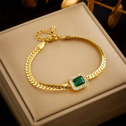 Groene armband Joanna met smaragd in goud
