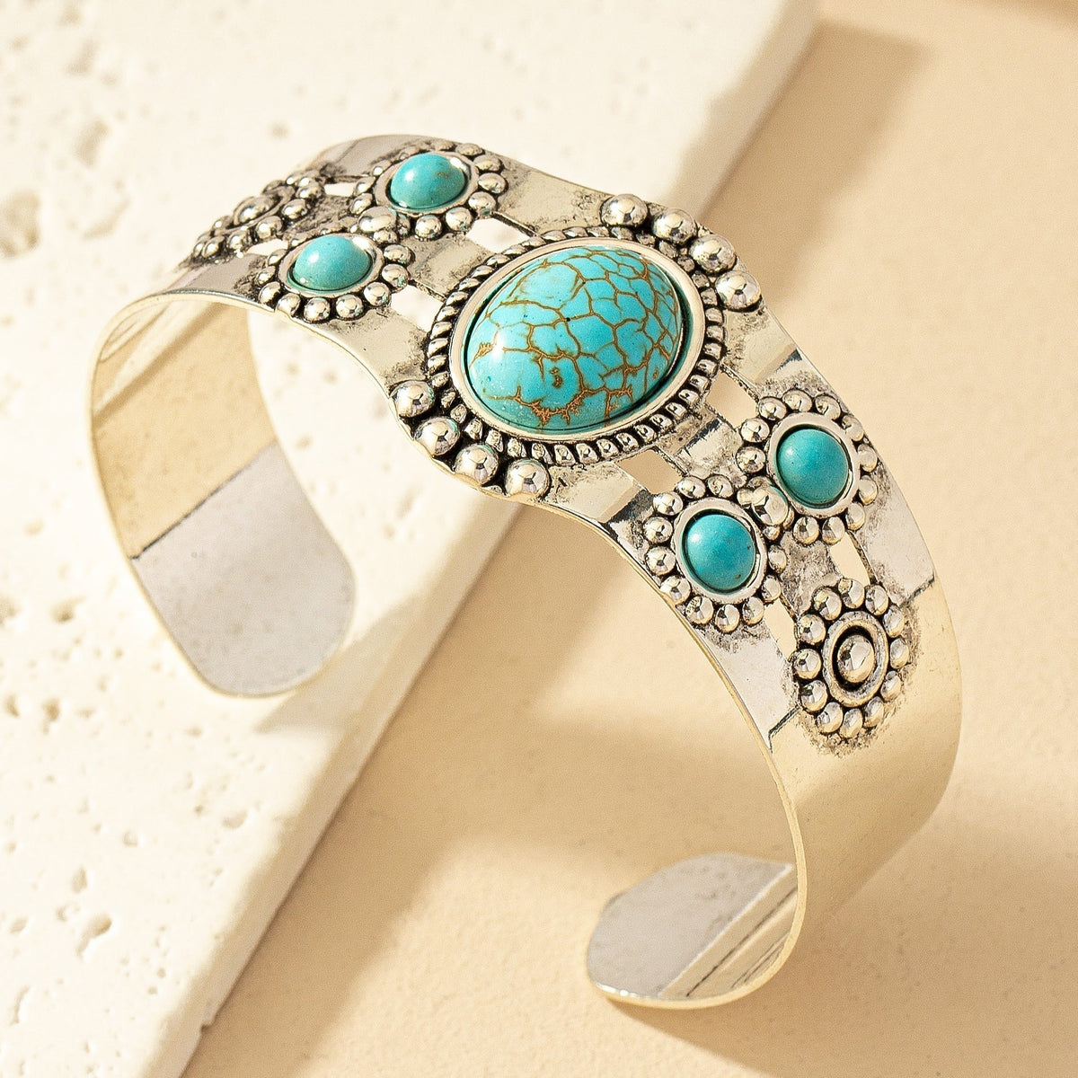 Turquoise manchetarmband Hadewych | Witgoud