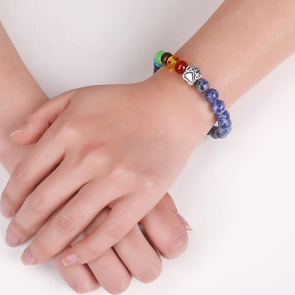 Gedenkarmband Regenboogbrug met 7 chakrakralen, bij het verlies van een huisdier in goud