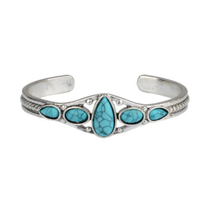 Open armband met turquoise druppel | Witgoud