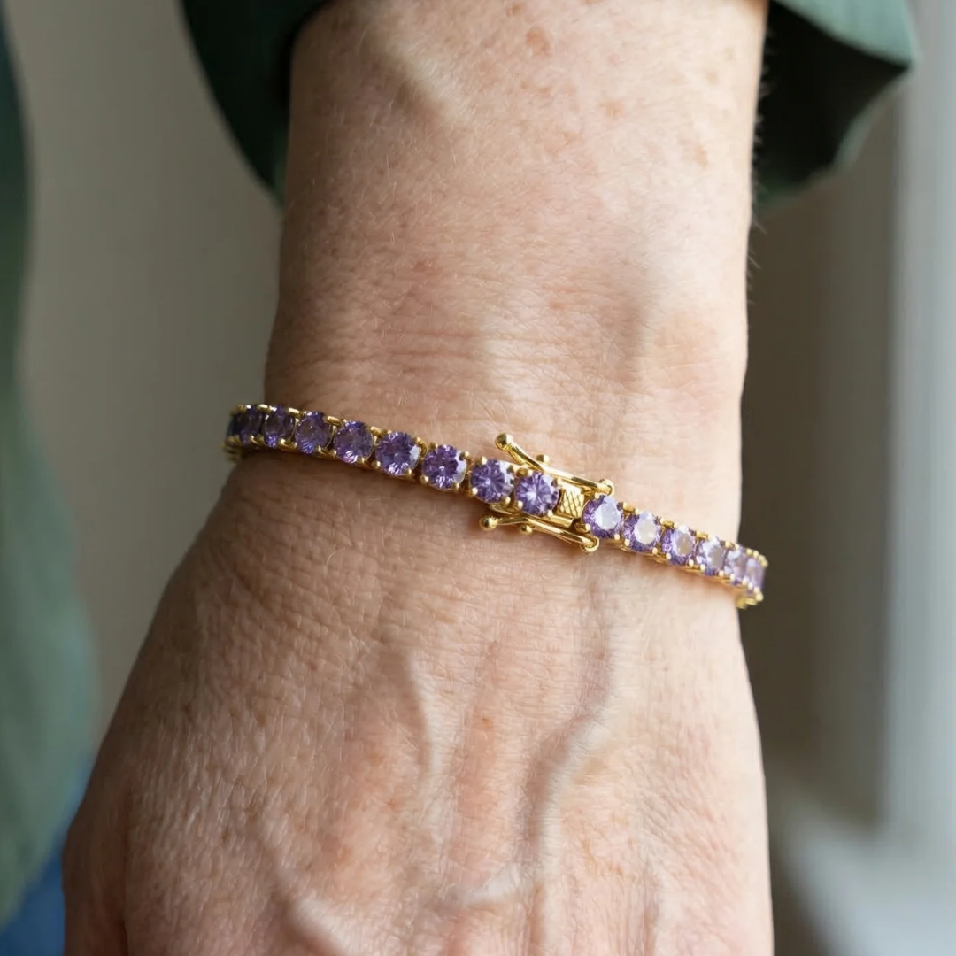 Amethist tennisarmband in wit goud