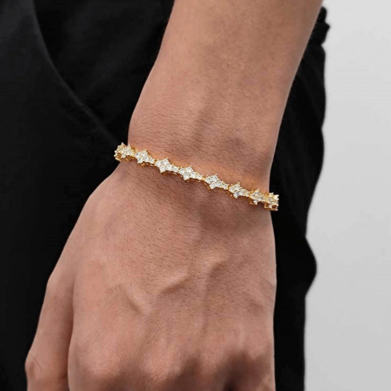 Klassieke tennisarmband met clusters in goud