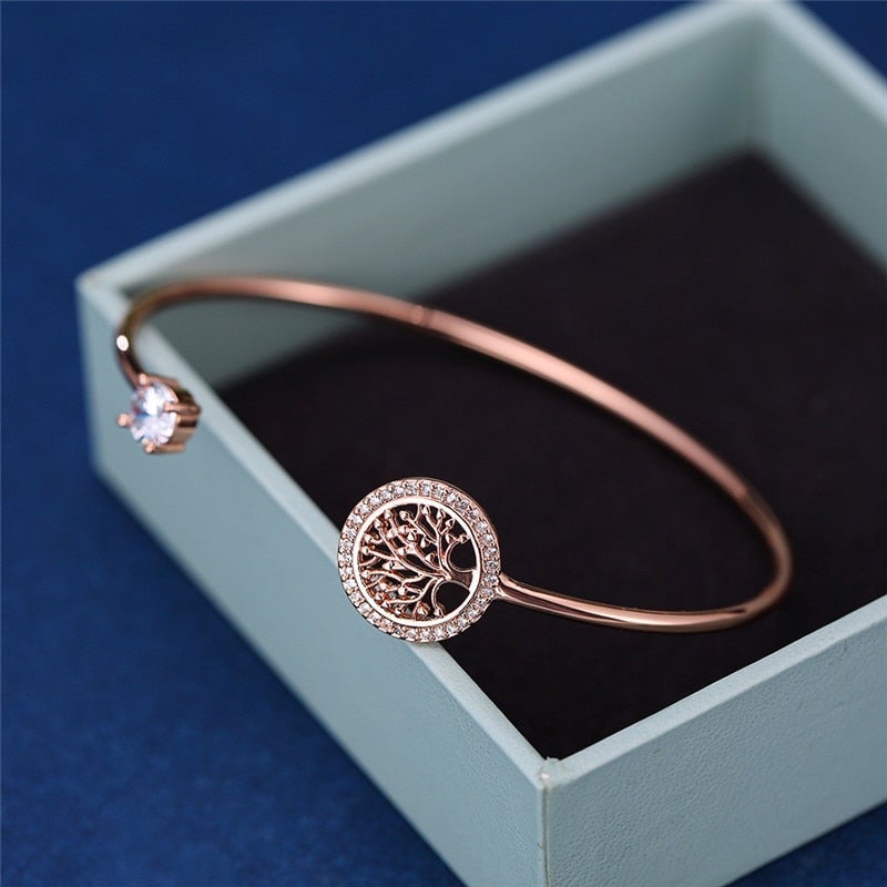 Verstelbare levensboomarmband in goud